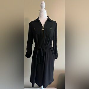Anne Klein Black Long Sleeve V-Neck Dress